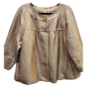 MICHAEL KORS Party Metallic Gold Cropped Jacket Coat Blazer Size L